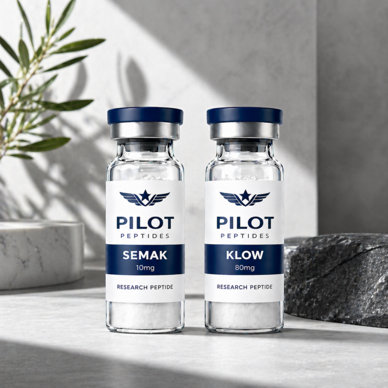 Two Pilot Peptides vials with blue labels